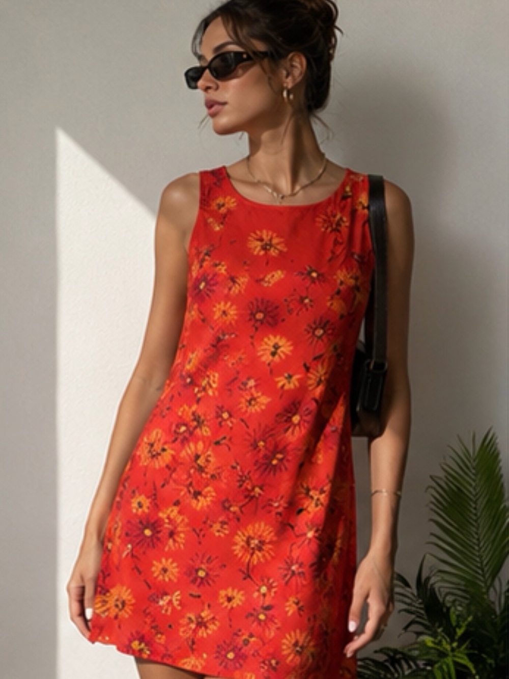 karin stevens Red Floral Midi Dress
